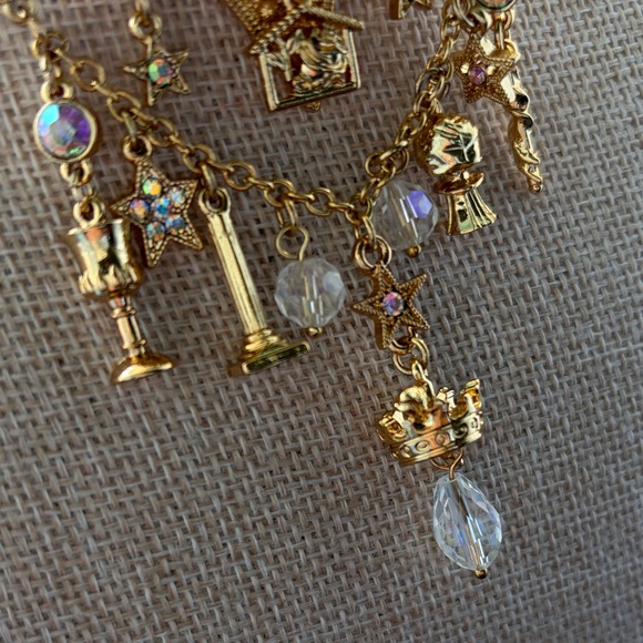 Kirks Folly Gold Star and Moon Face Brooch with Charms - Picture 5 of 9